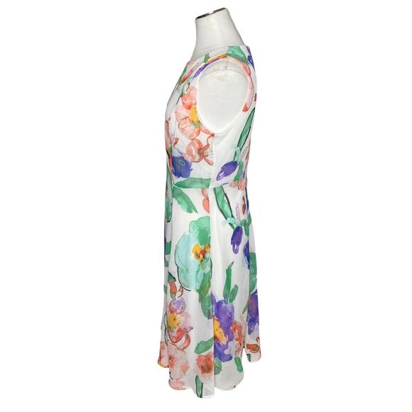 DKNY Chiffon Floral Printed A-line Dress size 12 - Picture 5 of 9